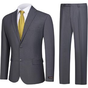 GLUVISTAVES Men's 2 Piece Suits Classic Fit Single Breasted 2 Buttons Business Wedding Suit Jacket Blazer & Pleated Pants Set in Saudi Arabia