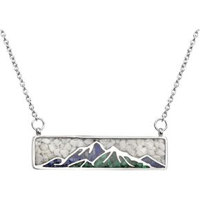 Lauren-Spencer Gemstone Mountain Necklace for Women White Howlite Turquoise Tumbled Chips Pendant Necklace Dainty Mountain Range Necklaces for Women Girls Nature Jewelry Gift in Kuwait