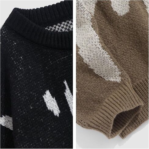 ZAFUL Men's Oversized Sweater Y2K Aesthetic Flame Graphic Crewneck Knit Pullover Unisex Casual Sweaters in Saudi Arabia