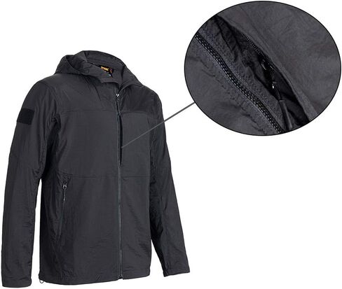 سترة بقلنسوة مضادة للماء وسحاب خفيف الوزن للرجال من إيليت سبنكر معاطف رياضية بقلنسوة قابلة للحزم (BLK-XL), أسود, XL in Kuwait