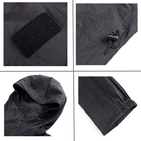 سترة بقلنسوة مضادة للماء وسحاب خفيف الوزن للرجال من إيليت سبنكر معاطف رياضية بقلنسوة قابلة للحزم (BLK-XL), أسود, XL in Kuwait