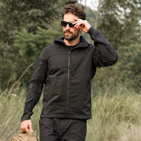 سترة بقلنسوة مضادة للماء وسحاب خفيف الوزن للرجال من إيليت سبنكر معاطف رياضية بقلنسوة قابلة للحزم (BLK-XL), أسود, XL in Kuwait