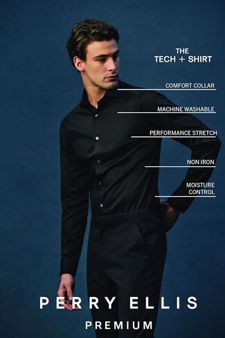 Perry Ellis Men's Slim Fit Performance Stretch Solid Dress Shirt in Saudi Arabia