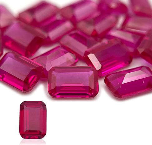 Gryrigns 20 قطعة من حجر الياقوت الاصطناعي السائب بالجملة قطع الزمرد الأحمر اكسيد الالمونيوم مجموعة الأحجار الكريمة الأوجه، درجة AAA VVS in Kuwait