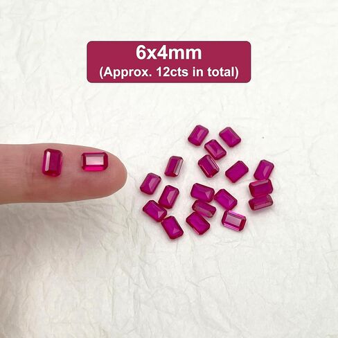 Gryrigns 20 قطعة من حجر الياقوت الاصطناعي السائب بالجملة قطع الزمرد الأحمر اكسيد الالمونيوم مجموعة الأحجار الكريمة الأوجه، درجة AAA VVS in Kuwait