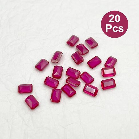 Gryrigns 20 قطعة من حجر الياقوت الاصطناعي السائب بالجملة قطع الزمرد الأحمر اكسيد الالمونيوم مجموعة الأحجار الكريمة الأوجه، درجة AAA VVS in Kuwait