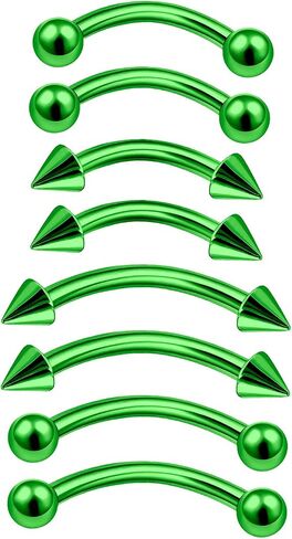 MATIGA 8Pcs Steel Anodized 16g 8mm 10mm Curved Barbell Piercing Jewelry Lip Cartilage Daith Helix Eyebrow 3mm Ball Cone More Choices in Saudi Arabia