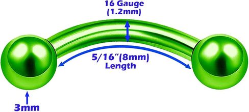 MATIGA 8Pcs Steel Anodized 16g 8mm 10mm Curved Barbell Piercing Jewelry Lip Cartilage Daith Helix Eyebrow 3mm Ball Cone More Choices in Saudi Arabia