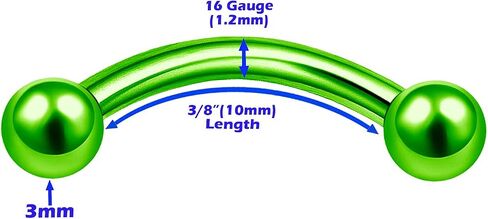 MATIGA 8Pcs Steel Anodized 16g 8mm 10mm Curved Barbell Piercing Jewelry Lip Cartilage Daith Helix Eyebrow 3mm Ball Cone More Choices in Saudi Arabia