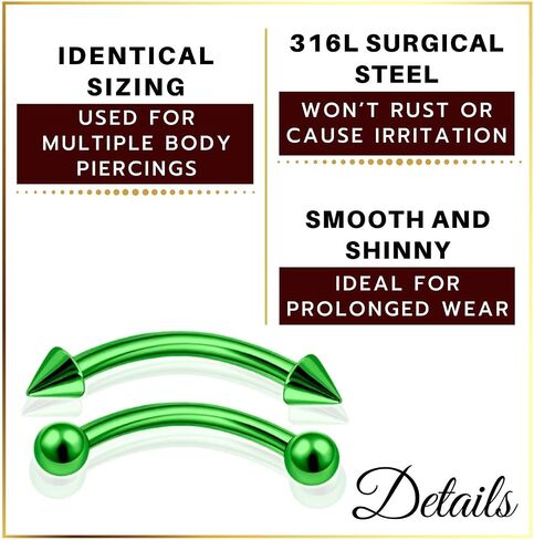 MATIGA 8Pcs Steel Anodized 16g 8mm 10mm Curved Barbell Piercing Jewelry Lip Cartilage Daith Helix Eyebrow 3mm Ball Cone More Choices in Saudi Arabia