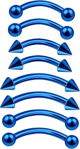 MATIGA 8Pcs Steel Anodized 16g 8mm 10mm Curved Barbell Piercing Jewelry Lip Cartilage Daith Helix Eyebrow 3mm Ball Cone More Choices in Saudi Arabia
