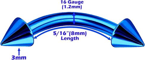 MATIGA 8Pcs Steel Anodized 16g 8mm 10mm Curved Barbell Piercing Jewelry Lip Cartilage Daith Helix Eyebrow 3mm Ball Cone More Choices in Saudi Arabia
