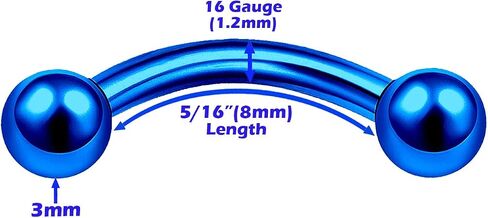 MATIGA 8Pcs Steel Anodized 16g 8mm 10mm Curved Barbell Piercing Jewelry Lip Cartilage Daith Helix Eyebrow 3mm Ball Cone More Choices in Saudi Arabia