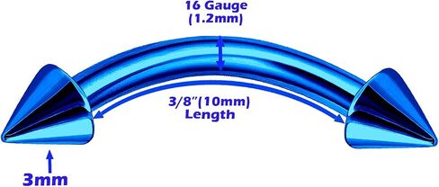 MATIGA 8Pcs Steel Anodized 16g 8mm 10mm Curved Barbell Piercing Jewelry Lip Cartilage Daith Helix Eyebrow 3mm Ball Cone More Choices in Saudi Arabia