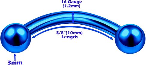 MATIGA 8Pcs Steel Anodized 16g 8mm 10mm Curved Barbell Piercing Jewelry Lip Cartilage Daith Helix Eyebrow 3mm Ball Cone More Choices in Saudi Arabia