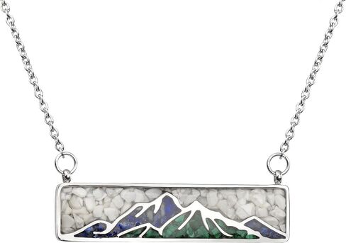 Lauren-Spencer Gemstone Mountain Necklace for Women White Howlite Turquoise Tumbled Chips Pendant Necklace Dainty Mountain Range Necklaces for Women Girls Nature Jewelry Gift in Kuwait