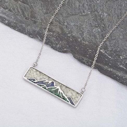 Lauren-Spencer Gemstone Mountain Necklace for Women White Howlite Turquoise Tumbled Chips Pendant Necklace Dainty Mountain Range Necklaces for Women Girls Nature Jewelry Gift in Kuwait