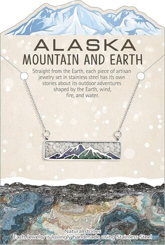 Lauren-Spencer Gemstone Mountain Necklace for Women White Howlite Turquoise Tumbled Chips Pendant Necklace Dainty Mountain Range Necklaces for Women Girls Nature Jewelry Gift in Kuwait