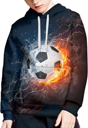 WELLFLYHOM Unisex Kids Sweatshirt Boys Girls Hooded Kangaroo Pocket Pullover Hoodies Graphic in Kuwait