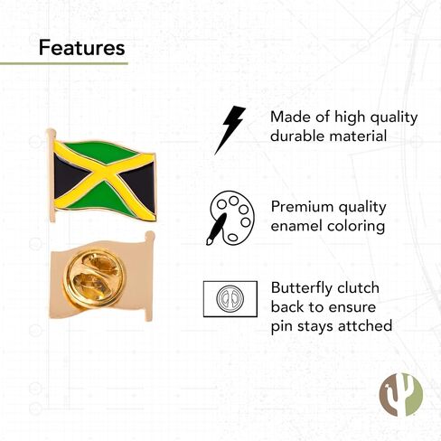 Jamaica Country Flag Lapel Pin Enamel Made of Metal Souvenir Hat Men Women Patriotic Jamaican (Waving Flag Lapel Pin) in Saudi Arabia