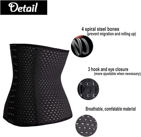 LYZ Waist Tummy Slimming Breathable Workout Shapewear Body Shaper Girdle Black, Small (Waist 24.5-26.7inch) in Saudi Arabia