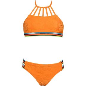 Hobie Girls Hi Neck Crop Bra Bikini Top & Banded Bottom Swimsuit Set in Saudi Arabia