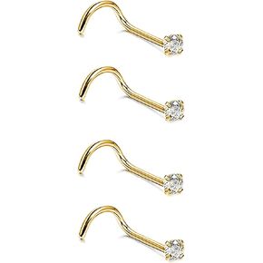 TGNEL 4pcs G23 Titanium 7mm 20G/18G Nose Rings Studs Gold/Silver/Black Nose Nostril Piercing Body Jewelry L-Shaped/S-Shaped Nose Studs 2mm 3mm Ball/CZ Nose Screw Studs Rings for Women in Kuwait