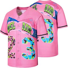 Afuby 90s Clothing for Women,Unisex Hip Hop Outfit for Party,Bel Air Baseball Jersey