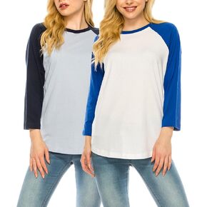 Protrend Womens 2Pack 3/4 Sleeve Raglan Baseball Jersey in Saudi Arabia