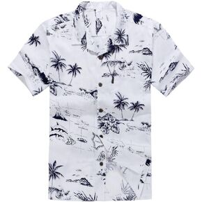 Young Adult Boy Hawaiian Aloha Luau Shirt Only in White Map and Surfer 14 Year Old in Kuwait
