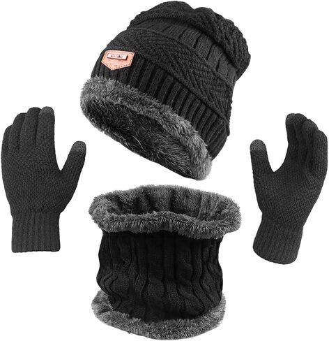 KRATARC وشاح شتوي دافئ قبعة صغيرة متماسكة قفاز الرقبة الجراميق مجموعة الكبار الرجال النساء في الهواء الطلق in Kuwait