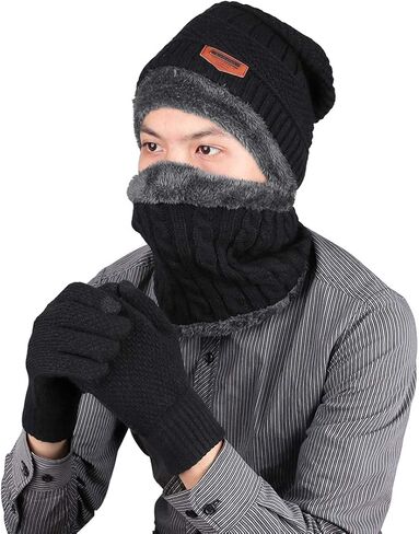 KRATARC وشاح شتوي دافئ قبعة صغيرة متماسكة قفاز الرقبة الجراميق مجموعة الكبار الرجال النساء في الهواء الطلق in Kuwait