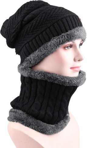 KRATARC وشاح شتوي دافئ قبعة صغيرة متماسكة قفاز الرقبة الجراميق مجموعة الكبار الرجال النساء في الهواء الطلق in Kuwait