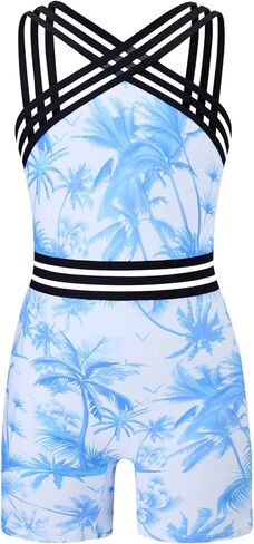 بدلة سباحة RAISEVERN للفتيات قطعة واحدة مع أشرطة متقاطعة بدلة استحمام صيفية ملابس بحر لعمر 7-14 سنة in Kuwait