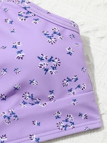 WDIRARA Girl's 3 Pieces Floral Print Bikini Swimsuit with Drawstring Side Beach Skirt in Saudi Arabia