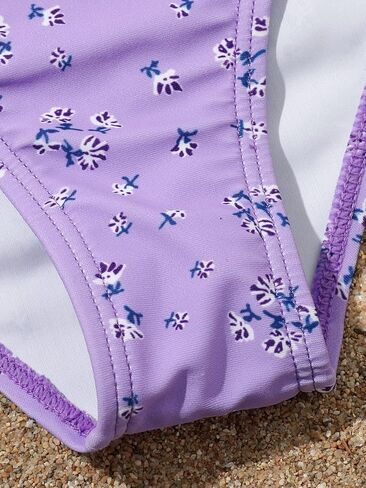 WDIRARA Girl's 3 Pieces Floral Print Bikini Swimsuit with Drawstring Side Beach Skirt in Saudi Arabia