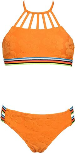 Hobie Girls Hi Neck Crop Bra Bikini Top & Banded Bottom Swimsuit Set in Saudi Arabia