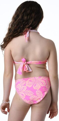 Hobie Girls Hi Neck Crop Bra Bikini Top & Banded Bottom Swimsuit Set in Saudi Arabia
