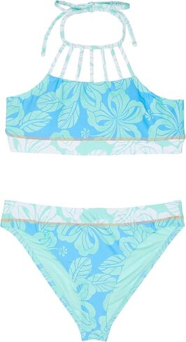 Hobie Girls Hi Neck Crop Bra Bikini Top & Banded Bottom Swimsuit Set in Saudi Arabia
