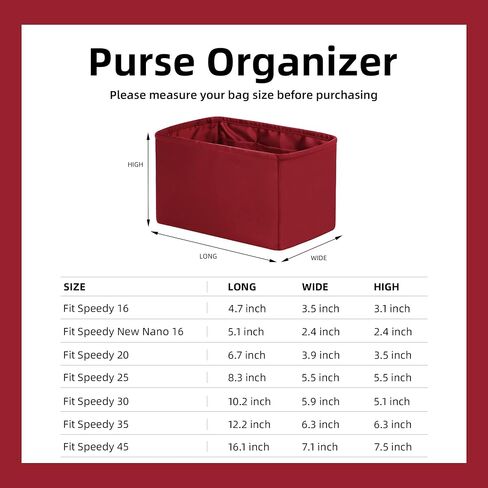 DGAZ Silk Purse Organizer Insert Fits LV Speedy 16/20/25/30/35/45 bags，Silky Smooth Bag Organizer，Luxury Handbag & Tote Shaper（Black，New nano 16） in Saudi Arabia