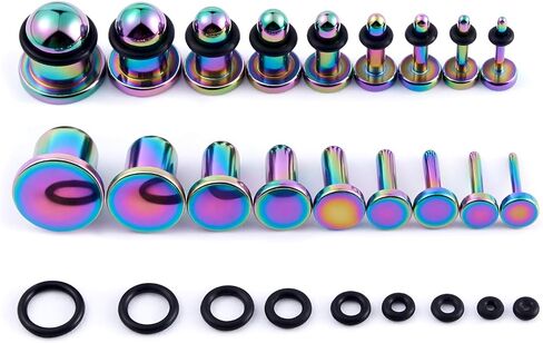 Stuppendux 9Pairs Stainless Steel Stretching Kit Ear Plugs Expander Single Flat Body Piercing Jewelry Set 14G-00G 1.6mm-10mm in Saudi Arabia