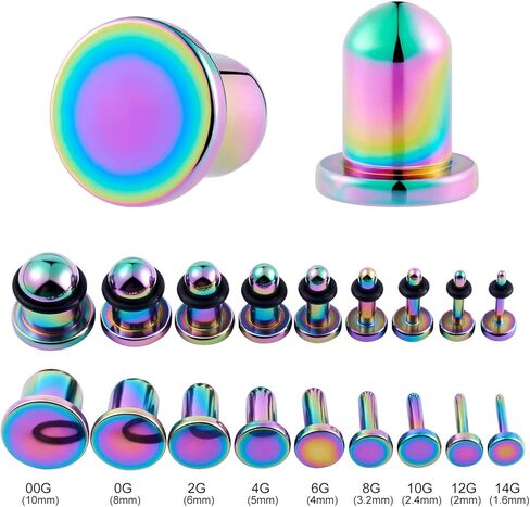Stuppendux 9Pairs Stainless Steel Stretching Kit Ear Plugs Expander Single Flat Body Piercing Jewelry Set 14G-00G 1.6mm-10mm in Saudi Arabia