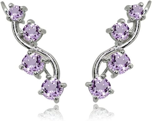Sterling Silver Genuine or Synthetic Gemstone Small Fashion Trenty Vine Climber Crawler Cuff Earrings for Women Girls in Saudi Arabia