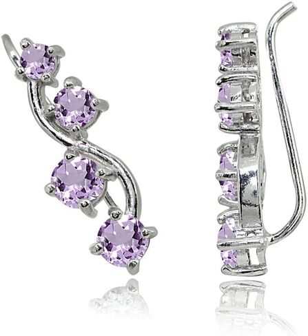 Sterling Silver Genuine or Synthetic Gemstone Small Fashion Trenty Vine Climber Crawler Cuff Earrings for Women Girls in Saudi Arabia
