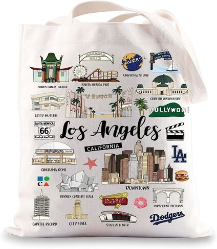 BWWKTOP Los Angeles Canvas Tote Bag Los Angeles Souvenirs Gifts Los Angeles Shopping Bag Los Angeles Vacation Gifts in Saudi Arabia