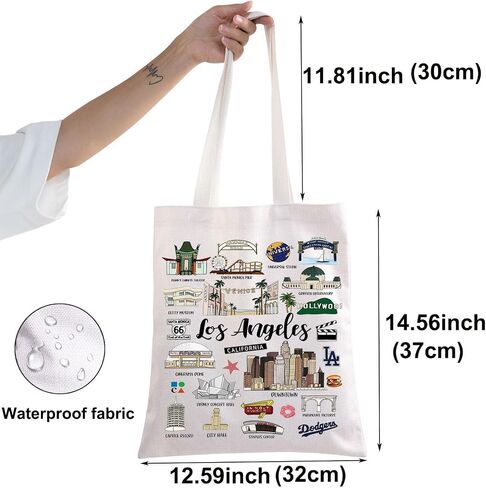 BWWKTOP Los Angeles Canvas Tote Bag Los Angeles Souvenirs Gifts Los Angeles Shopping Bag Los Angeles Vacation Gifts in Saudi Arabia