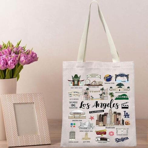 BWWKTOP Los Angeles Canvas Tote Bag Los Angeles Souvenirs Gifts Los Angeles Shopping Bag Los Angeles Vacation Gifts in Saudi Arabia
