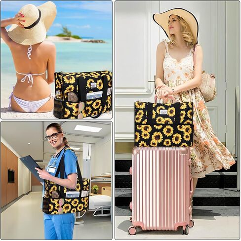 HAWEE Utility Tote Bag with Laptop Compartment Luggage Sleeve Zippered Multi-pocket Commute Shoulder Purse for Nursing/Work in Saudi Arabia
