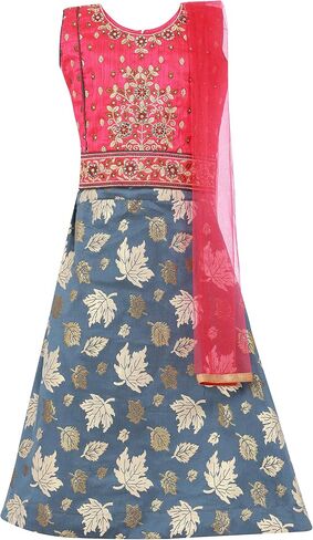 Readymade Indian Ethnic Kids Skirt Top with Embroidery & Zip Closer in Saudi Arabia