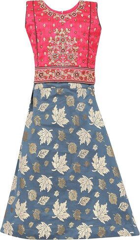 Readymade Indian Ethnic Kids Skirt Top with Embroidery & Zip Closer in Saudi Arabia